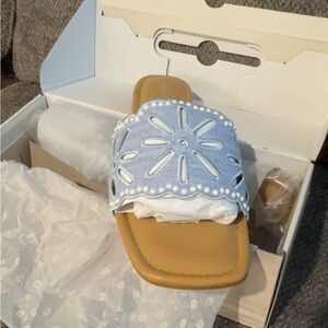 Copper Key Light Blue and Tan Sandals